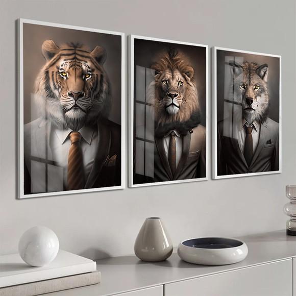 Quadros Decorativos Motivacional Animais com Moldura e Vidro