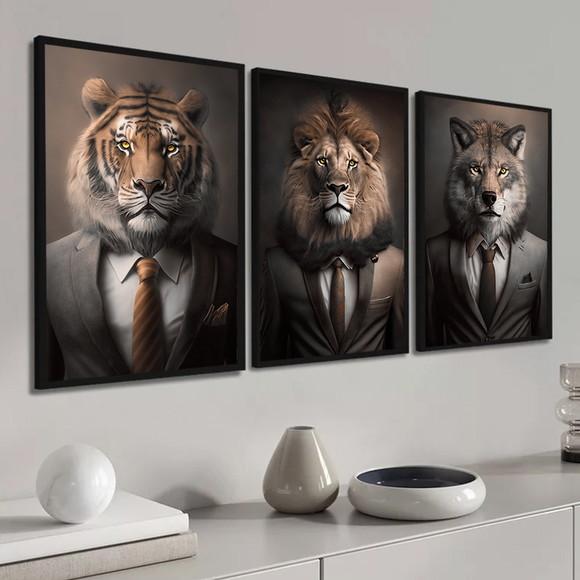Quadros Decorativos Motivacional Escritório Animais Moldura