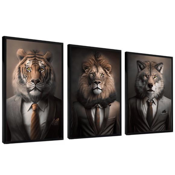 Quadros Decorativos Motivacional Escritório Animais Moldura
