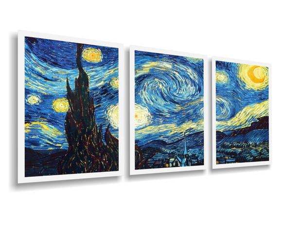 Quadros Decorativos Noite Estrelada Van Gogh Arte Moldura