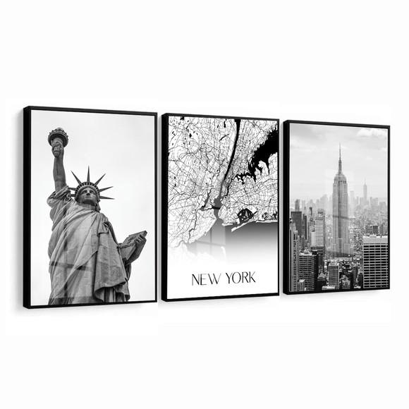 Quadros Decorativos Nova York Cidade Manhattan Moldura Vidro