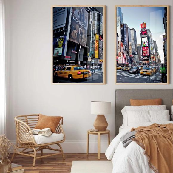 Quadros Decorativos Nova York Times Square Com Moldura Vidro