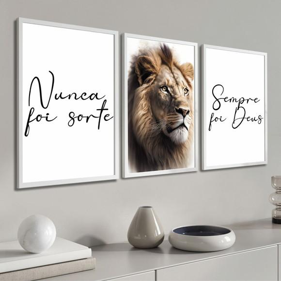 Quadros Decorativos Nunca Foi Sorte Leão Sempre Foi Deus