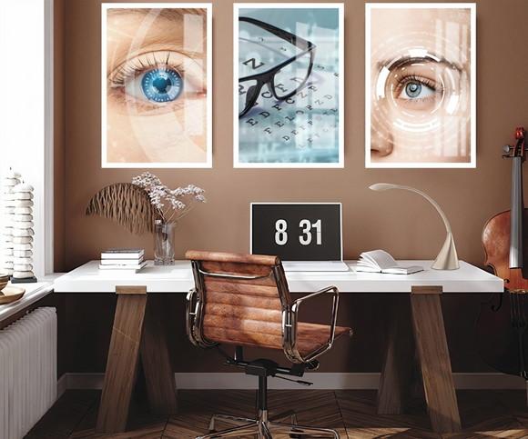 Quadros Decorativos Oftalmologia Consultório Moldura e Vidro