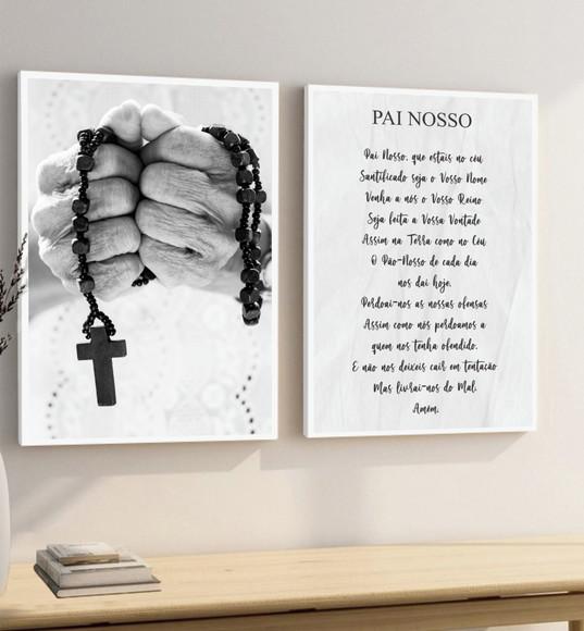 Quadros Decorativos Oração Pai Nosso Salmos Jesus Moldura