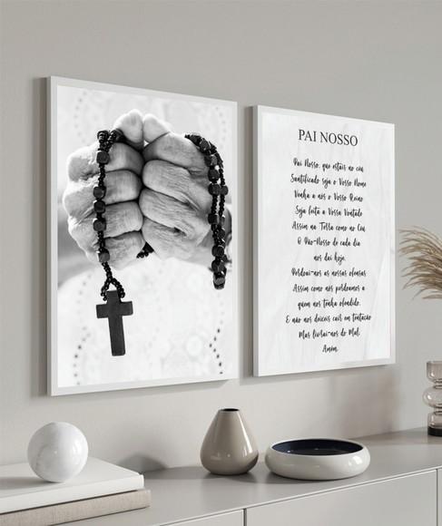 Quadros Decorativos Oração Pai Nosso Salmos Jesus Moldura