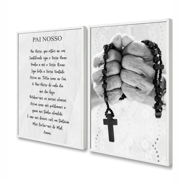 Quadros Decorativos Oração Pai Nosso Salmos Jesus Moldura