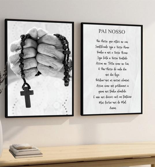 Quadros Decorativos Pai Nosso Oração Salmos Jesus Moldura