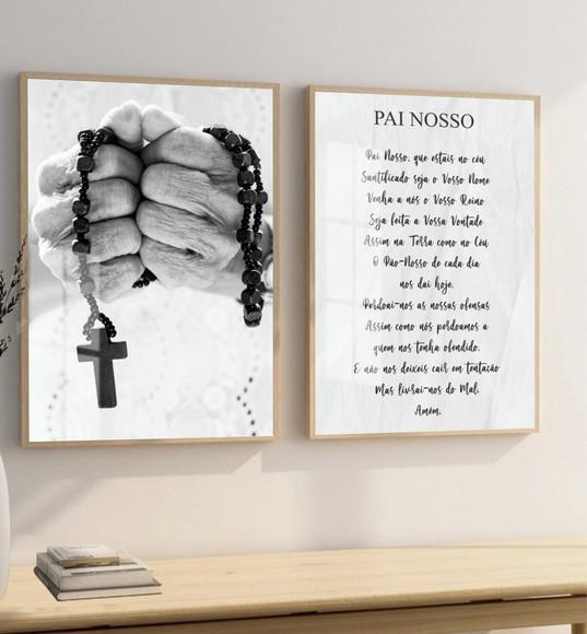 Quadros Decorativos Pai Nosso Oração Salmos Moldura e Vidro