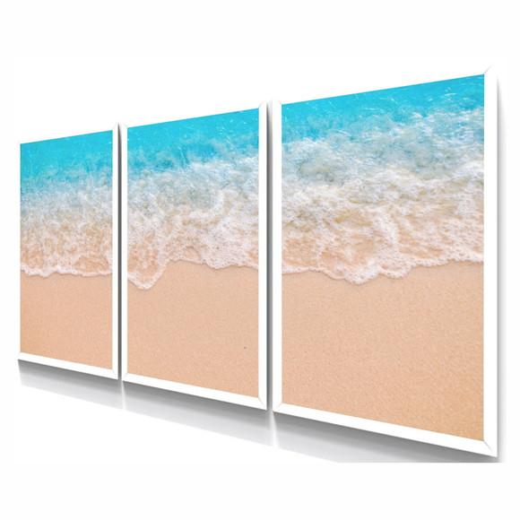 Quadros Decorativos Paisagem Praia Mar Para Sala Com Moldura