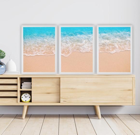 Quadros Decorativos Paisagem Praia Mar Para Sala Com Moldura