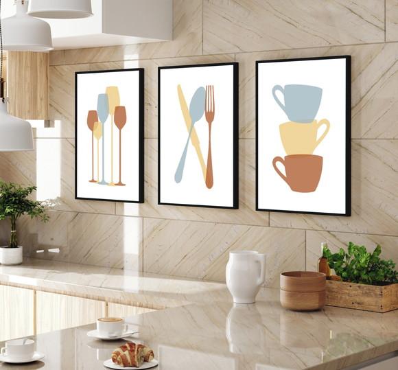 Quadros Decorativos para Cozinha Moderno Talheres Moldura