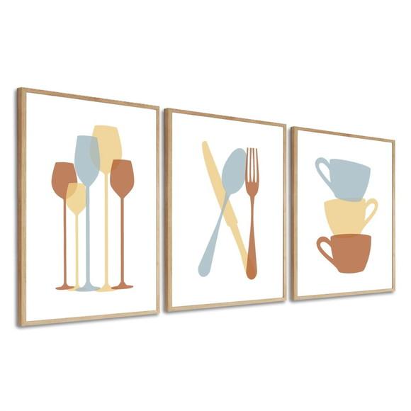 Quadros Decorativos para Cozinha Talher com Moldura e Vidro