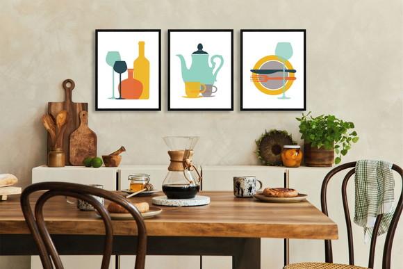 Quadros Decorativos para Cozinha Talher com Moldura e Vidro