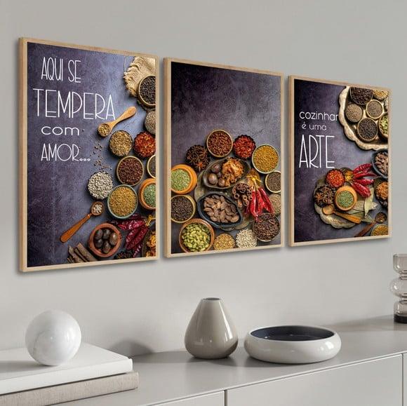 Quadros Decorativos Para Cozinha Tempero Frases Com Moldura