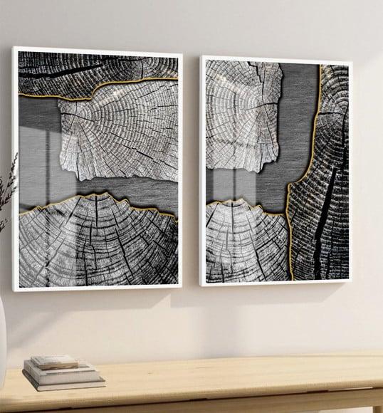 Quadros Decorativos para Sala Modernos Cinza Moldura e Vidro