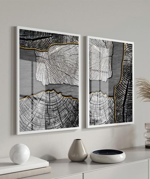 Quadros Decorativos para Sala Modernos Cinza Moldura e Vidro