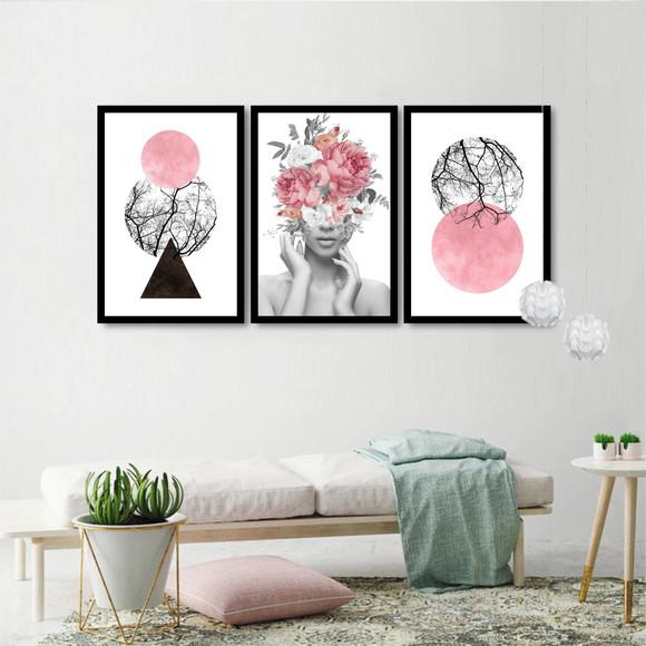 Quadros Decorativos Para Salão De Beleza Rosa Flores Moldura