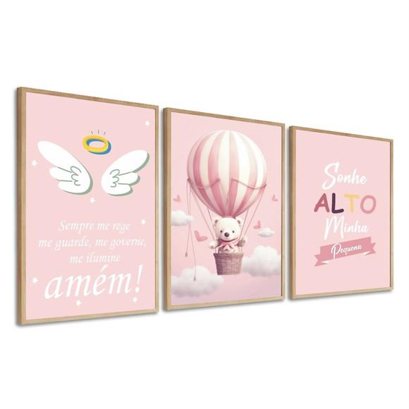 Quadros Decorativos Personalizado Infantil Rosa Luxo Moldura