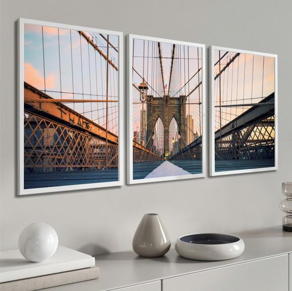 Quadros Decorativos Ponte Brooklyn Moderno Nova York Moldura