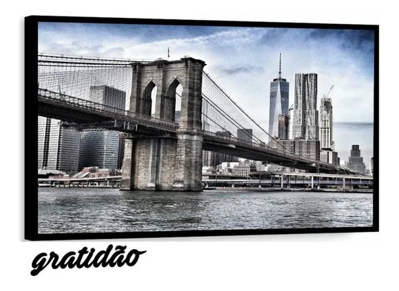 Quadros Decorativos Ponte Do Brooklyn Nova York Com Moldura