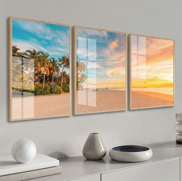 Quadros Decorativos Pôr do Sol Paisagem com Moldura e Vidro