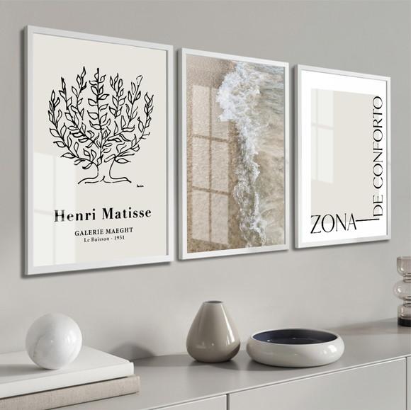 Quadros Decorativos Praia Matisse Frases Com Moldura E Vidro