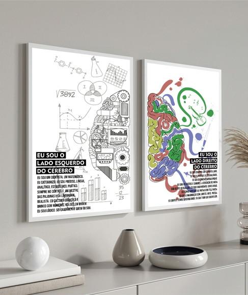 Quadros Decorativos Psicologia Cérebro Consultório Moldura