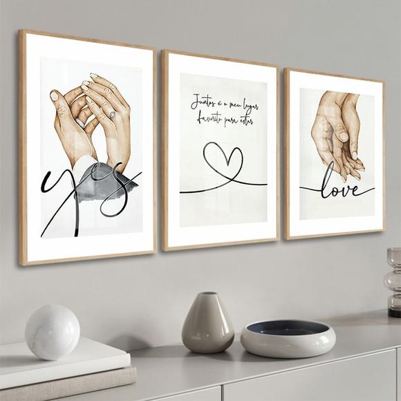 Quadros Decorativos Quarto Casal Amor Frases Moldura e Vidro