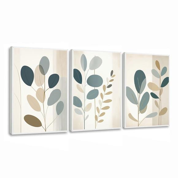 Quadros Decorativos Sala Moderna Folhagem Abstrato Moldura