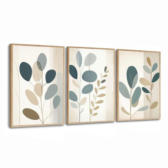 Quadros Decorativos Sala Moderna Folhagem Abstratos Moldura
