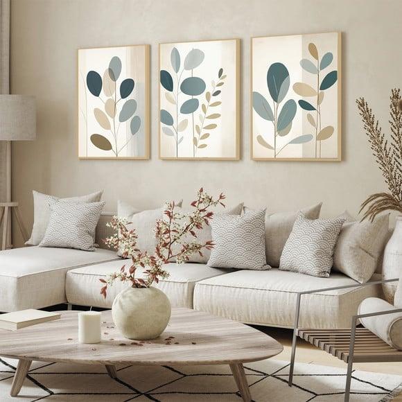 Quadros Decorativos Sala Moderna Folhagem Abstratos Moldura
