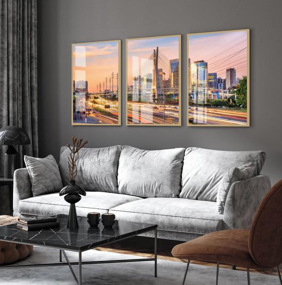Quadros Decorativos São Paulo Ponte Estaiada Moldura e Vidro