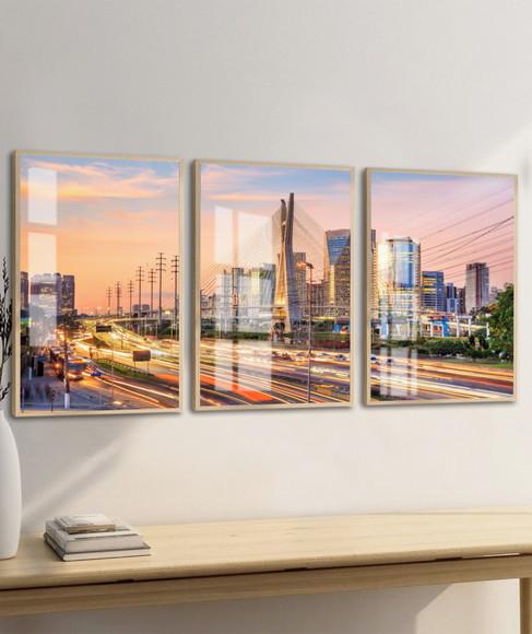 Quadros Decorativos São Paulo Ponte Estaiada Moldura e Vidro