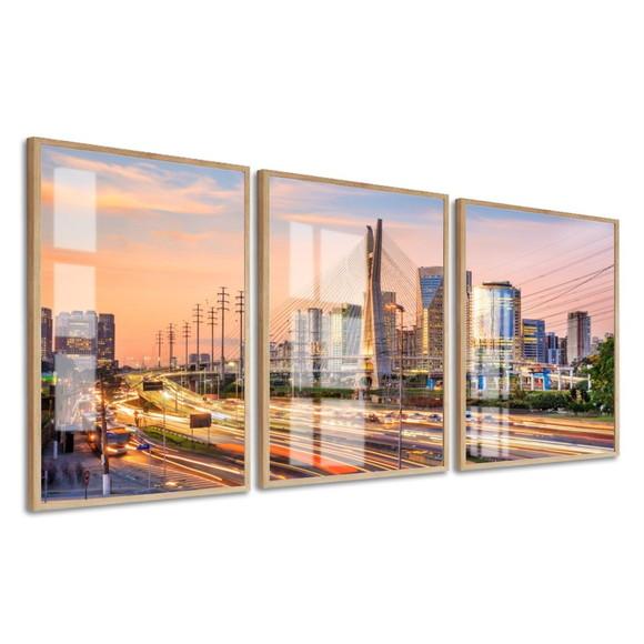 Quadros Decorativos São Paulo Ponte Estaiada Moldura e Vidro