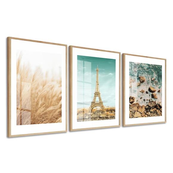 Quadros Decorativos Torre Eiffel Paisagem com Moldura Vidro