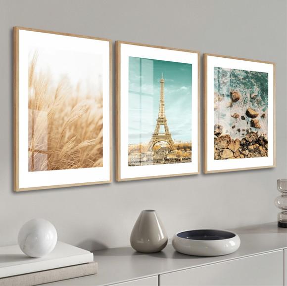 Quadros Decorativos Torre Eiffel Paisagem com Moldura Vidro
