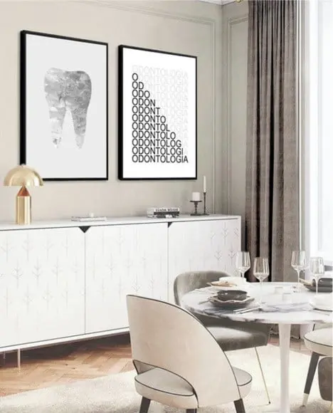 2 Quadros Consultório Odontologia Decoração Dentista Moldura