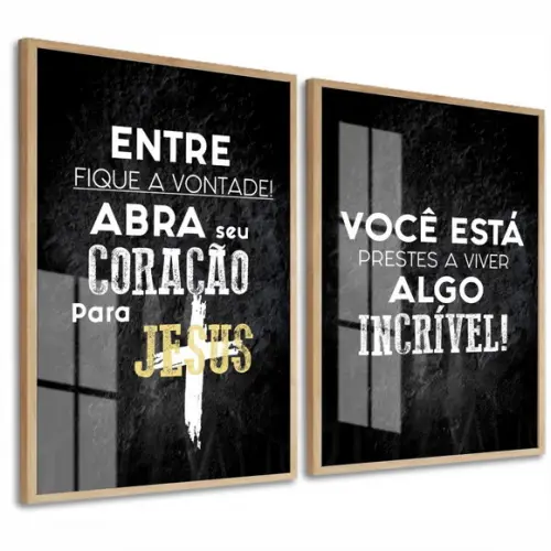 2 Quadros Decorativos Frases Motivacional Jesus Cristo Vidro