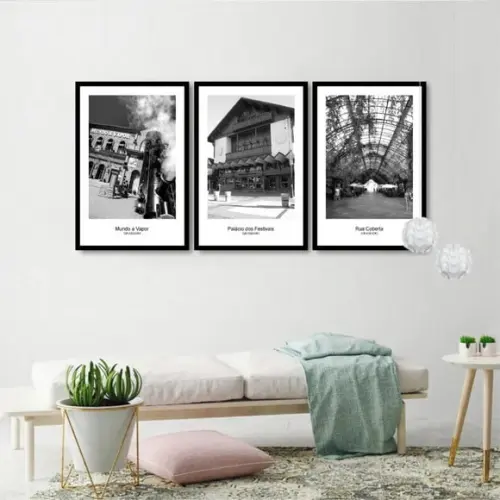3 Quadros Cidade Gramado Rio Grande Do Sul Decoração Moldura