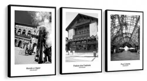 3 Quadros Cidade Gramado Rio Grande Do Sul Decoração Moldura