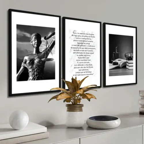 3 Quadros Decorativos Advogado Juramento Escritório Molduras