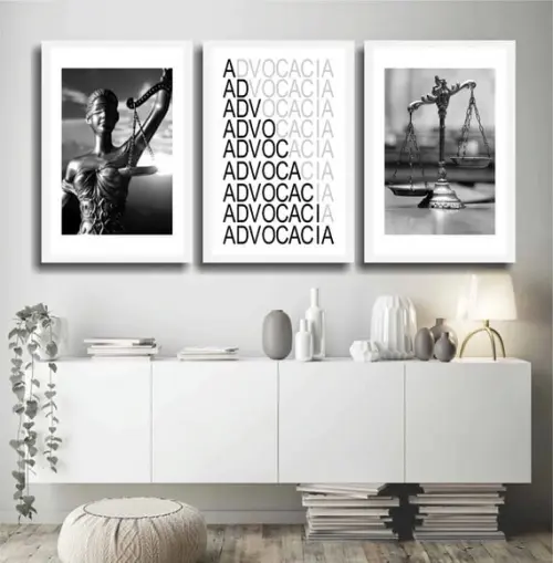 3 Quadros Decorativos Escritório Advocacia Balança Justiça