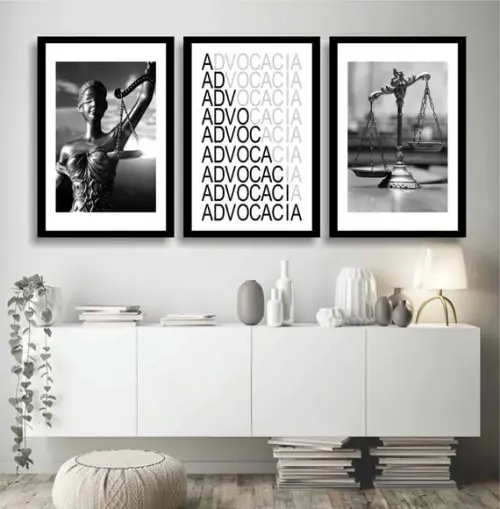 3 Quadros Decorativos Escritório Advocacia Justiça Moldura