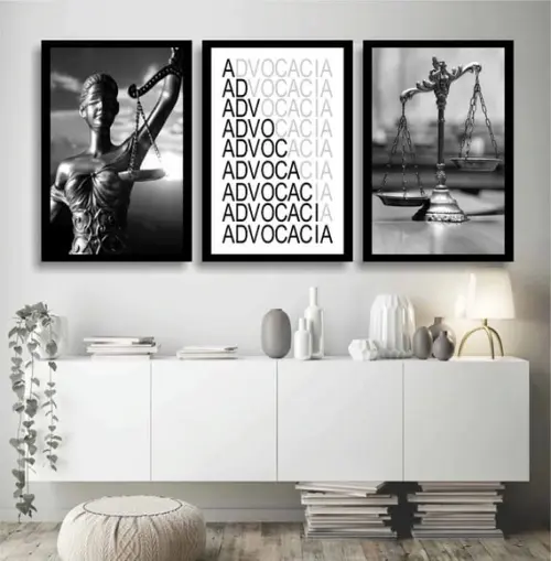3 Quadros Decorativos Escritório Advocacia Justiça Molduras