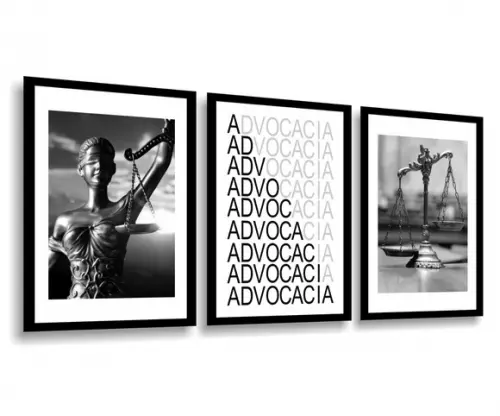 3 Quadros Decorativos Escritório Advocacia Justiça Moldura