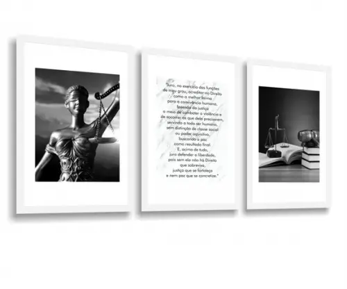 3 Quadros Decorativos Escritório Direito Recepção Moldura