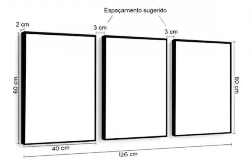 3 Quadros Decorativos Paisagem Natureza com Moldura Vidro