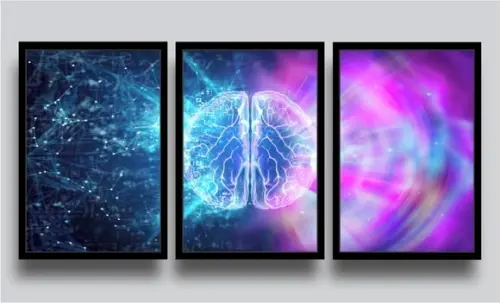 3 Quadros Decorativos Profissão Psicologia Cérebro Molduras