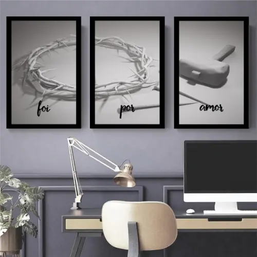 3 Quadros Decorativos Religioso Jesus Cristo Foi Por Amor